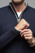 Stile Latino Alvera Quarter Zip In Navy Mens - Sweaters