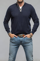Stile Latino Alvera Quarter Zip In Navy Mens - Sweaters
