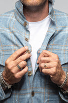 Descript Wool Western Overshirt In Blue - AXEL'S