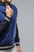 Stile Latino Entoto Cashmere Baseball Jacket In Navy Mens - Sweaters