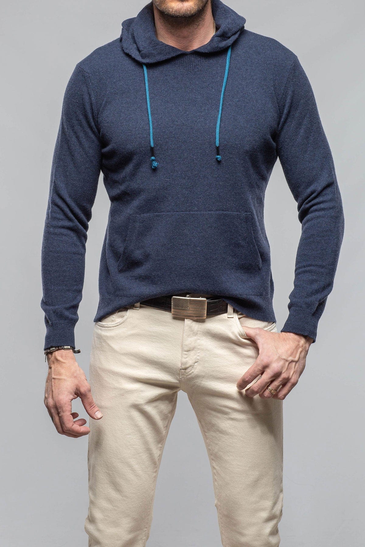 Florio II Cashmere Hoodie In Blue - AXEL'S