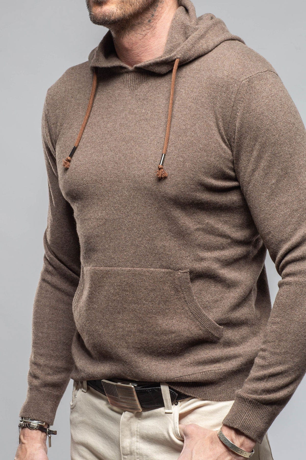 Stile Latino Florio II Cashmere Hoodie In Dark Sand | Mens - Sweaters