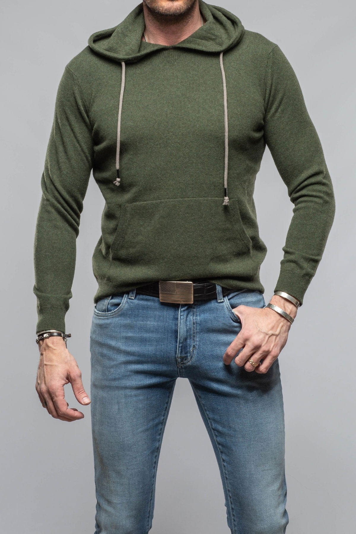 Stile Latino Florio II Cashmere Hoodie In Forest Green | Mens - Sweaters