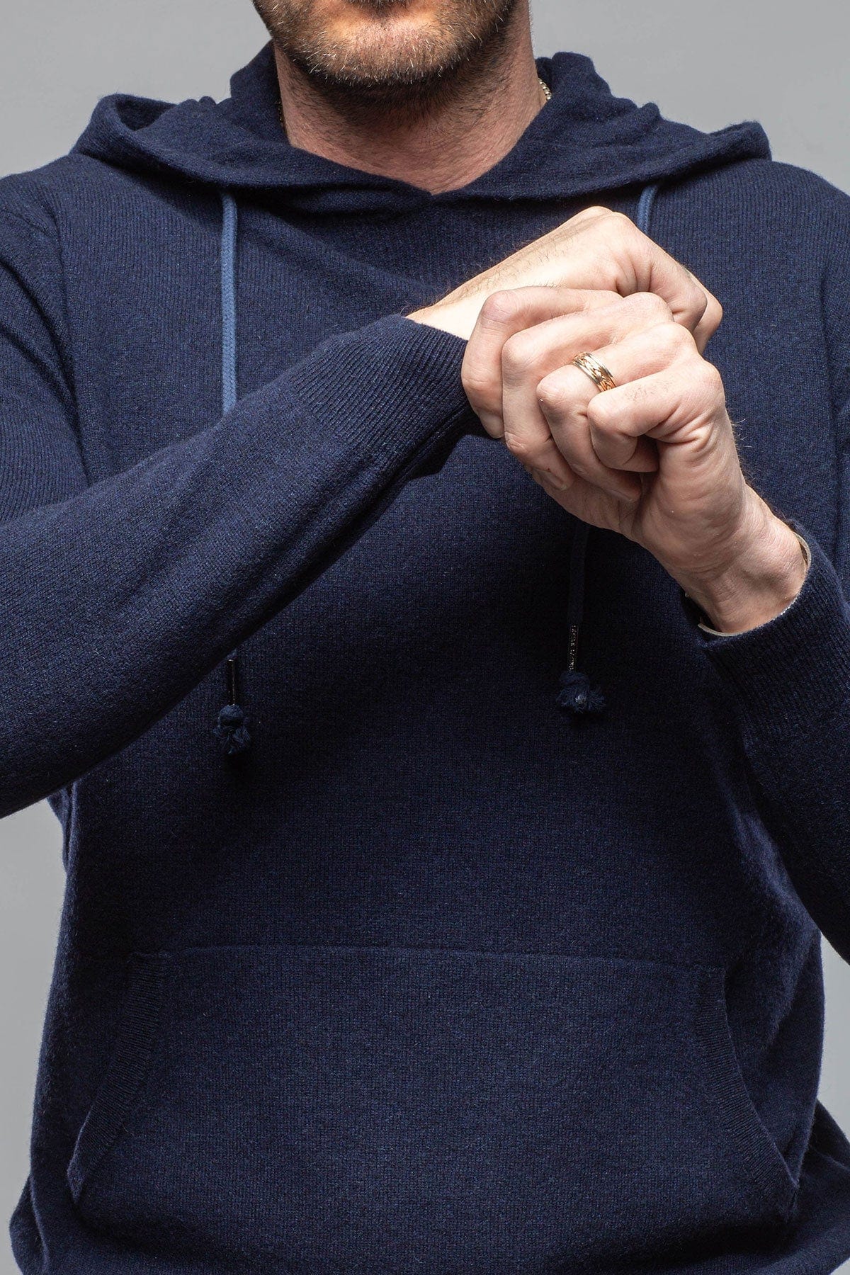 Stile Latino Florio II Cashmere Hoodie In Navy | Mens - Sweaters