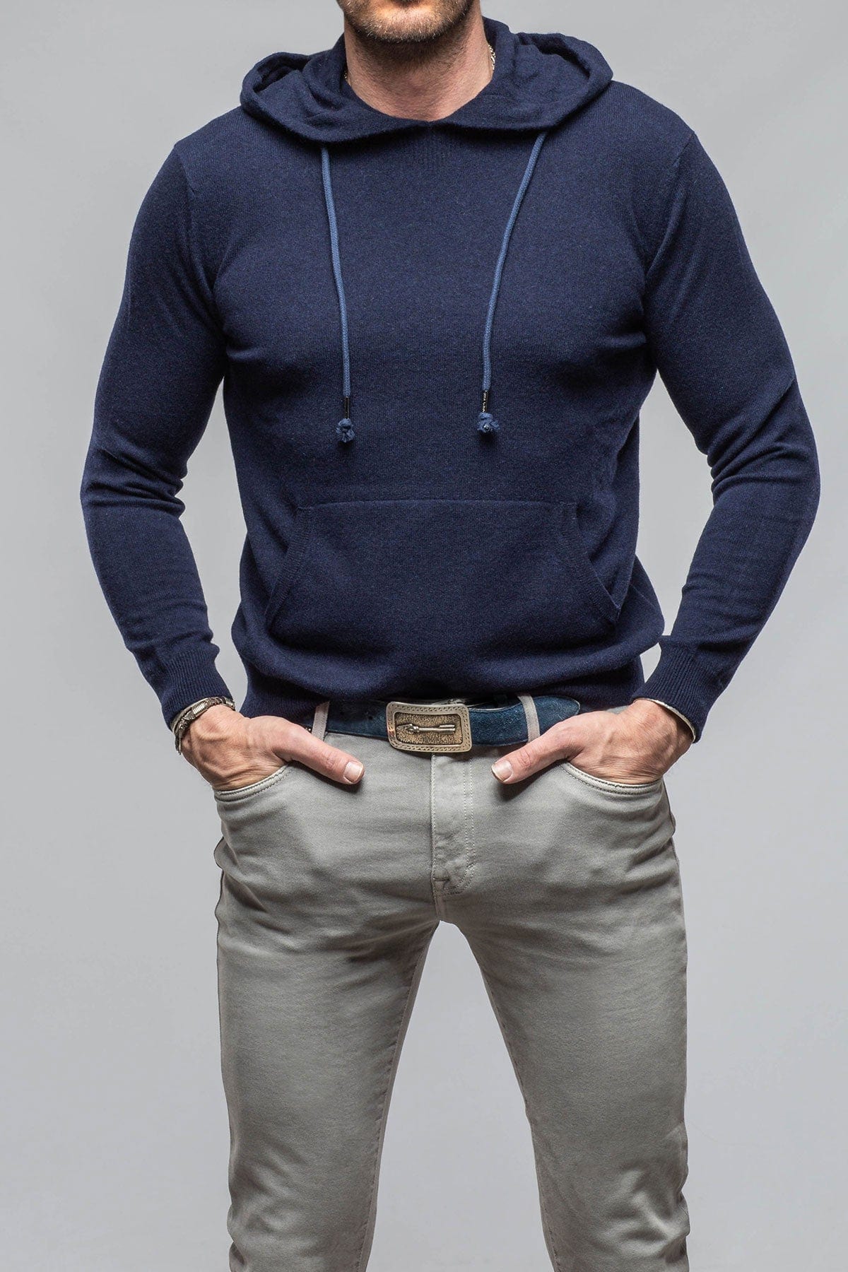 Stile Latino Florio II Cashmere Hoodie In Navy | Mens - Sweaters