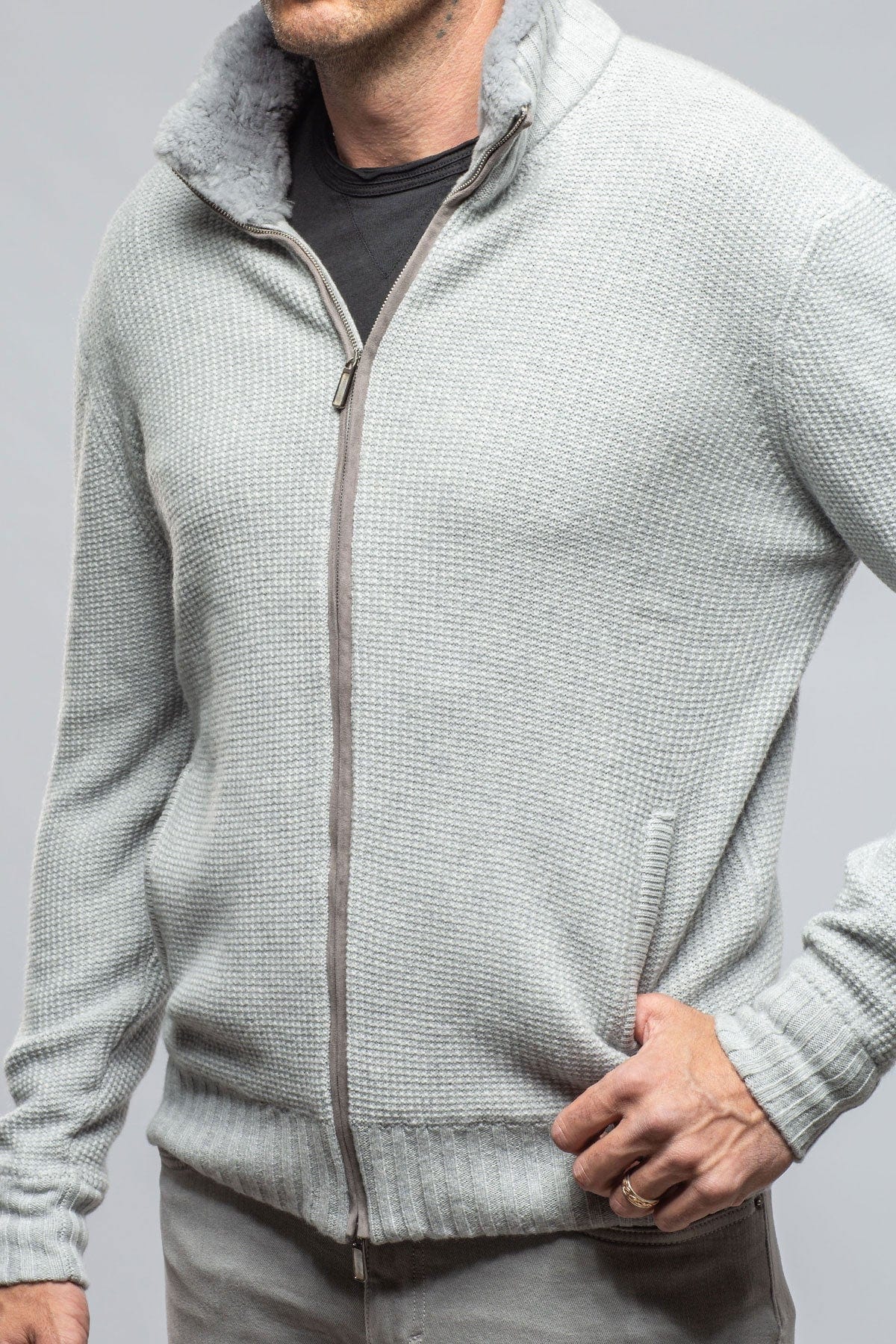 Golis Cashmere Zip Sweater In Grey - AXEL'S