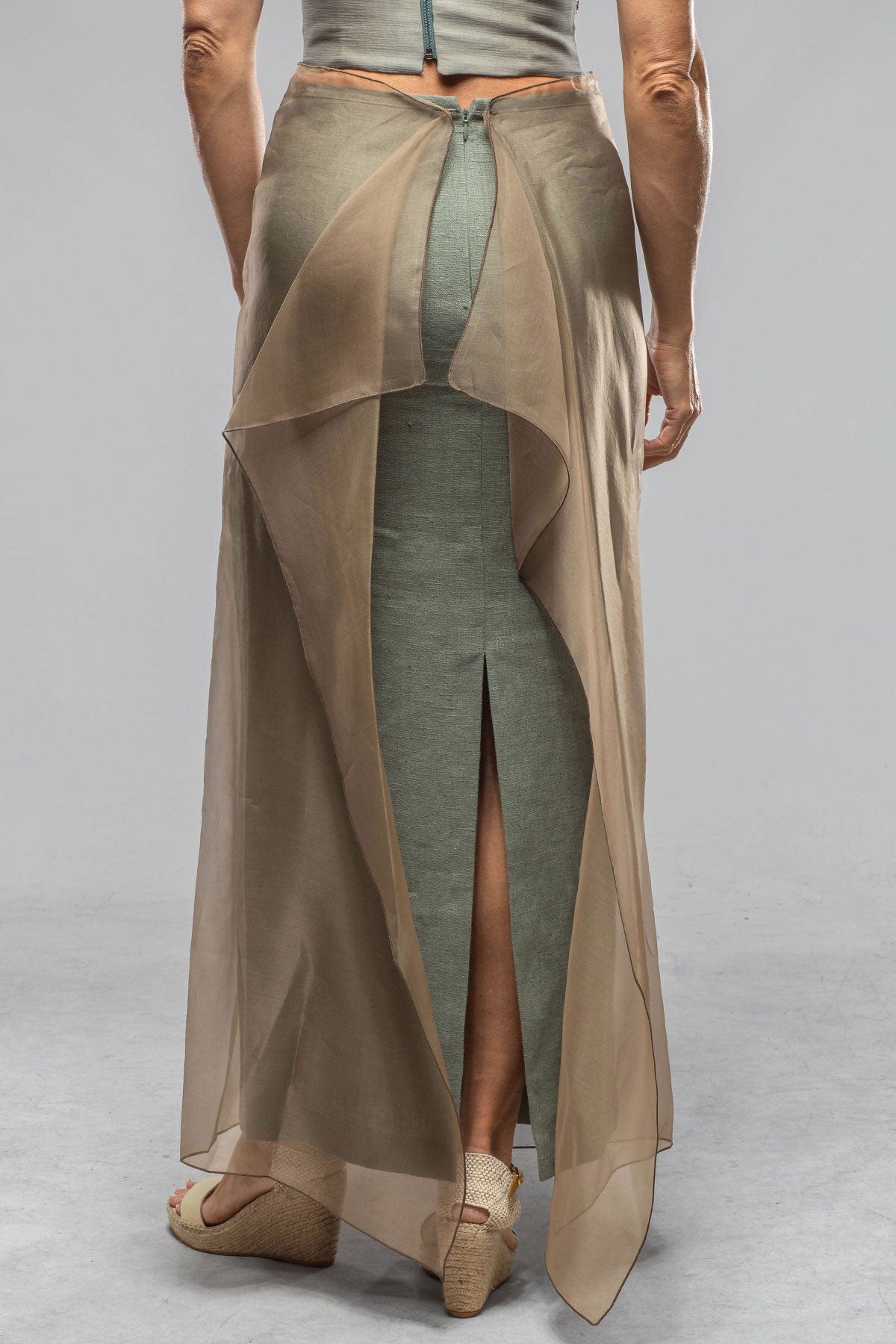 Adra Teal Linen Sheath Skirt - AXEL'S