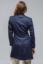 Annemarie Short Coat In Blue Herringbone - AXEL'S