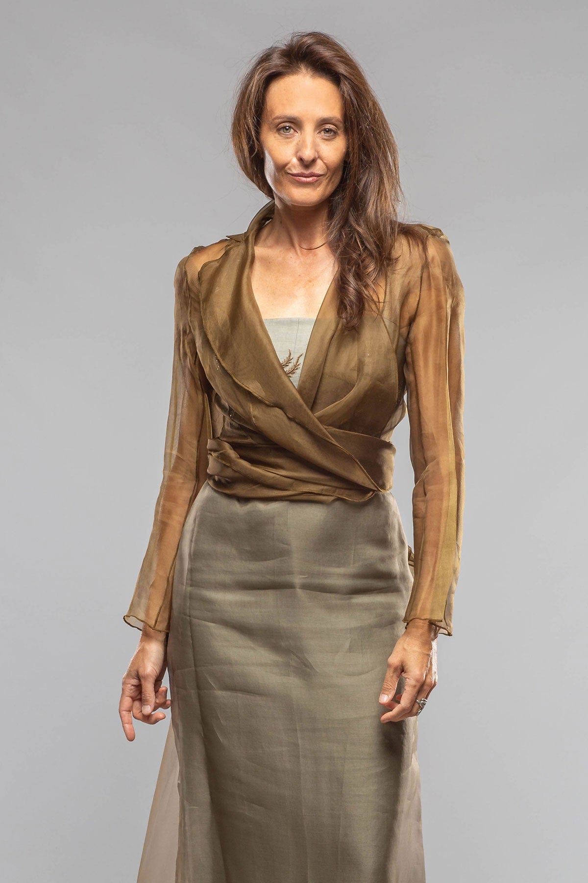 Brisa Long Organza Wrap In Toffee - AXEL'S
