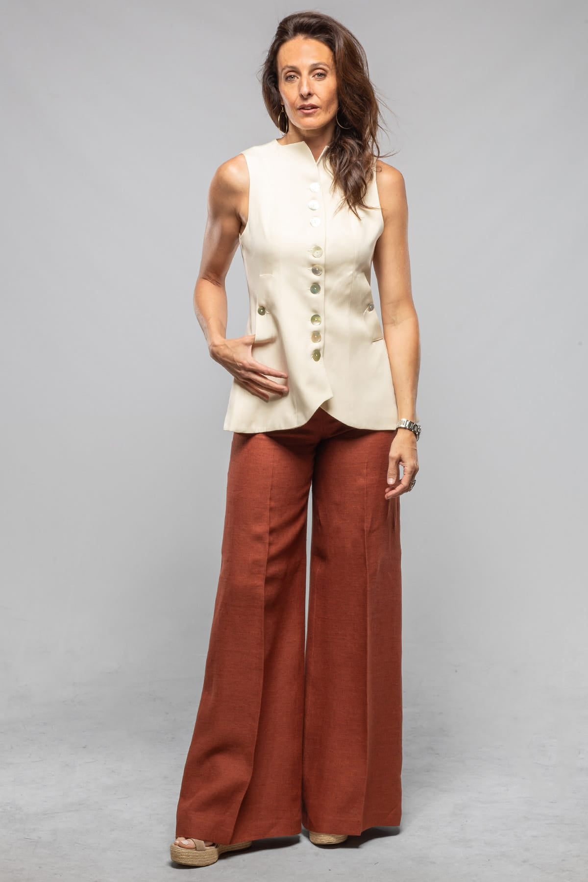 Cipriani Cupro Vest In Ivory - AXEL'S