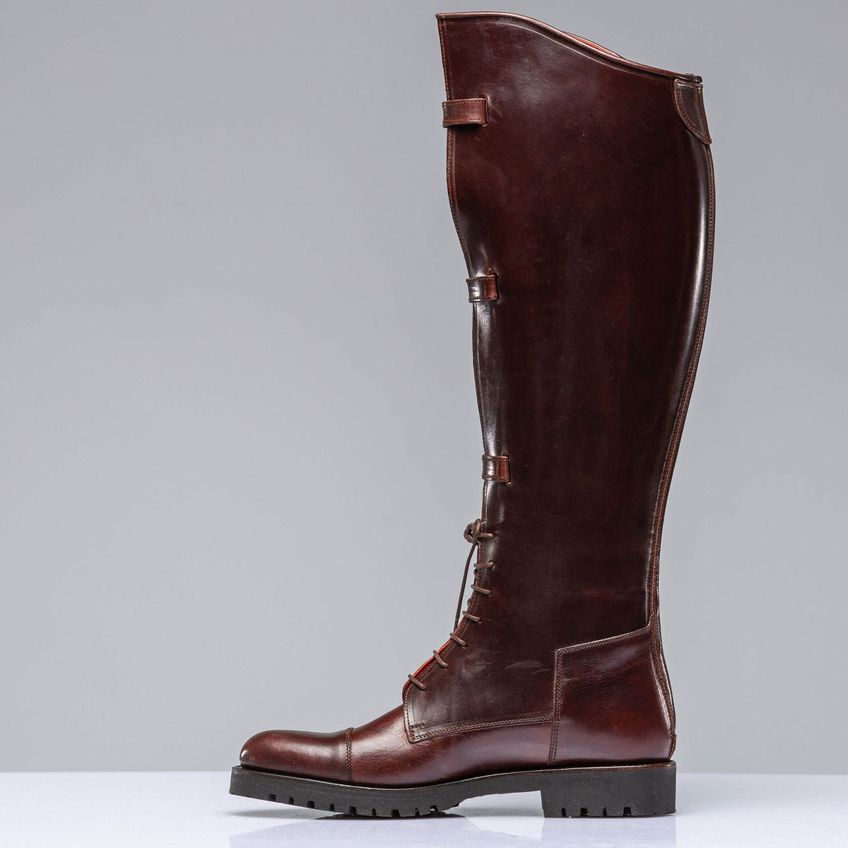 Equestrian Strap Boots In Oiled Brown Leather - AXEL'S