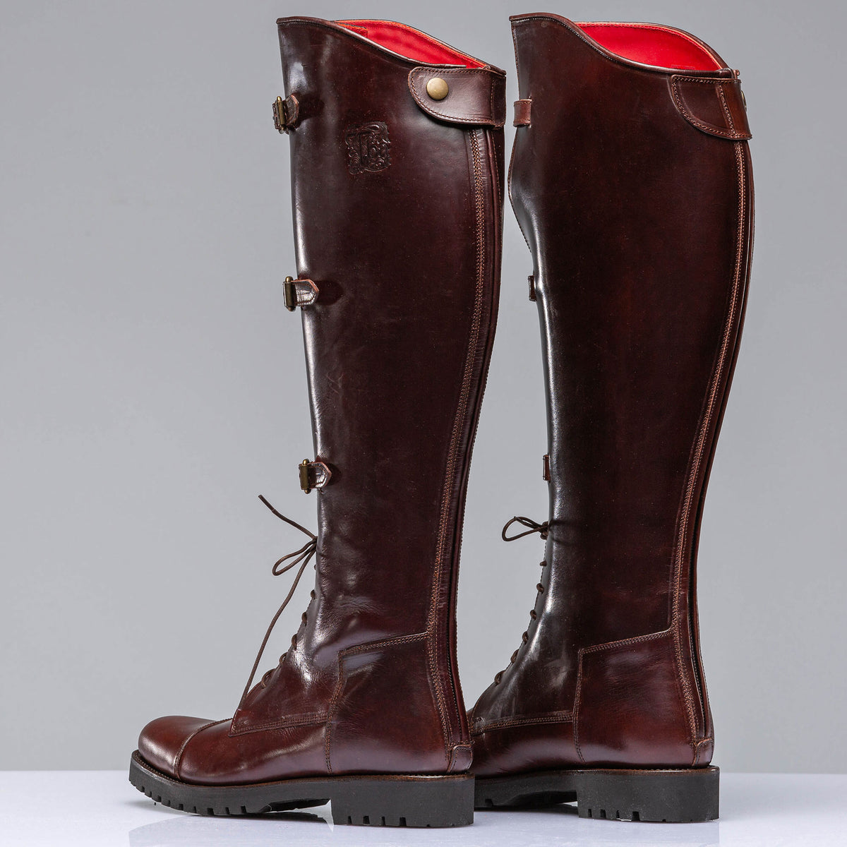 Equestrian Strap Boots In Oiled Brown Leather - AXEL'S
