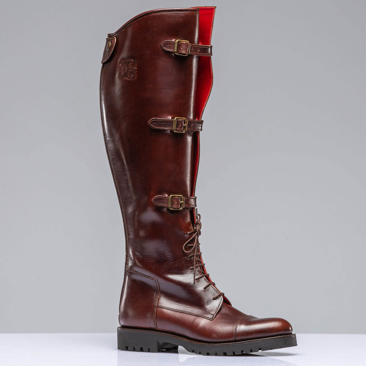 Equestrian Strap Boots In Oiled Brown Leather - AXEL'S