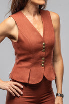 Georgina Linen Vest In Brick - AXEL'S