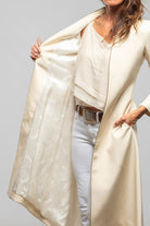 Ginebra Cupro Long Coat In Ivory - AXEL'S