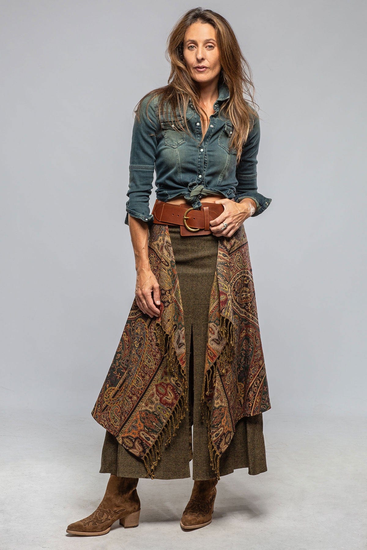 Gypsy Combi Skirt In Black Paisley Jacquard - AXEL'S