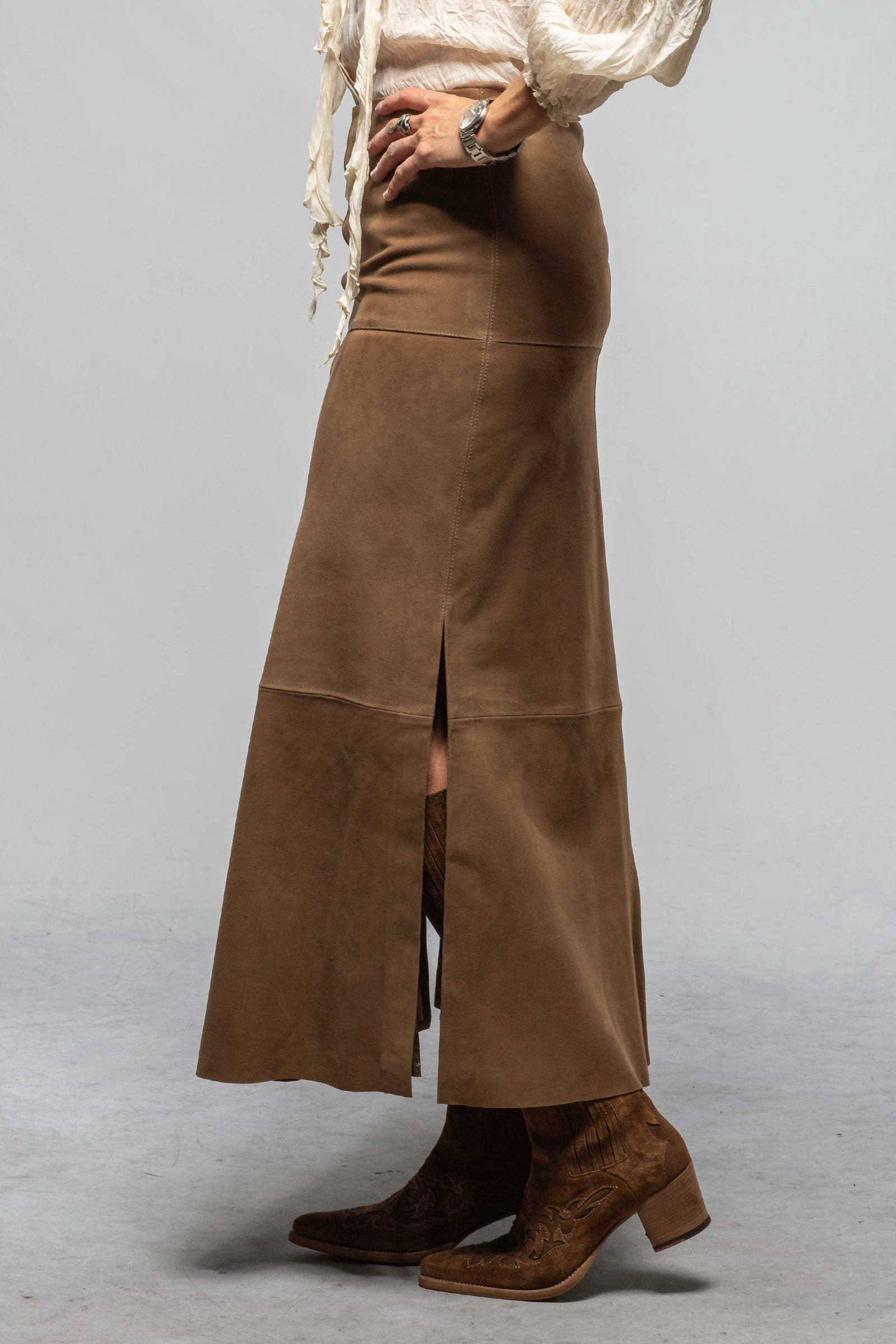 T.ba Joan Suede Skirt In Camel Ladies - Skirts