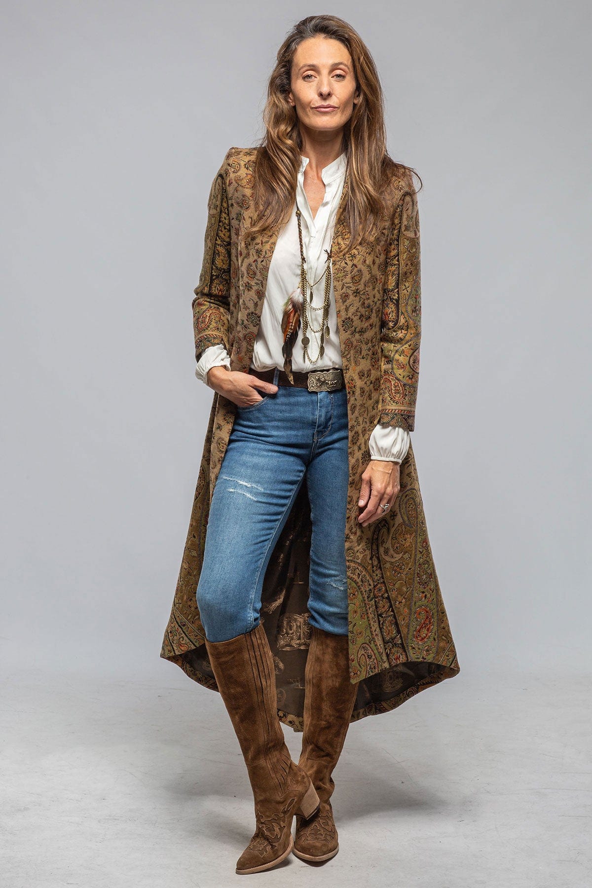 Long Morgana Coat In Paisley - AXEL'S