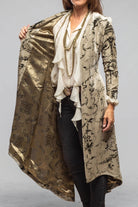 Long Morgana Silk Velvet Coat In Beige & Green Print - AXEL'S