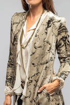 Long Morgana Silk Velvet Coat In Beige & Green Print - AXEL'S