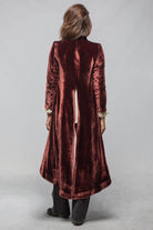 Long Morgana Silk Velvet Coat In Burgundy - AXEL'S