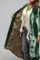 Long Morgana Silk Velvet Coat In Jade - AXEL'S