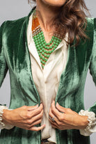 Long Morgana Silk Velvet Coat In Jade - AXEL'S
