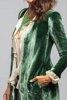 Long Morgana Silk Velvet Coat In Jade - AXEL'S