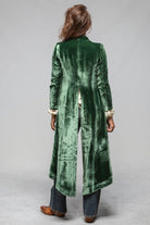 Long Morgana Silk Velvet Coat In Jade - AXEL'S