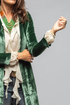 Long Morgana Silk Velvet Coat In Jade - AXEL'S
