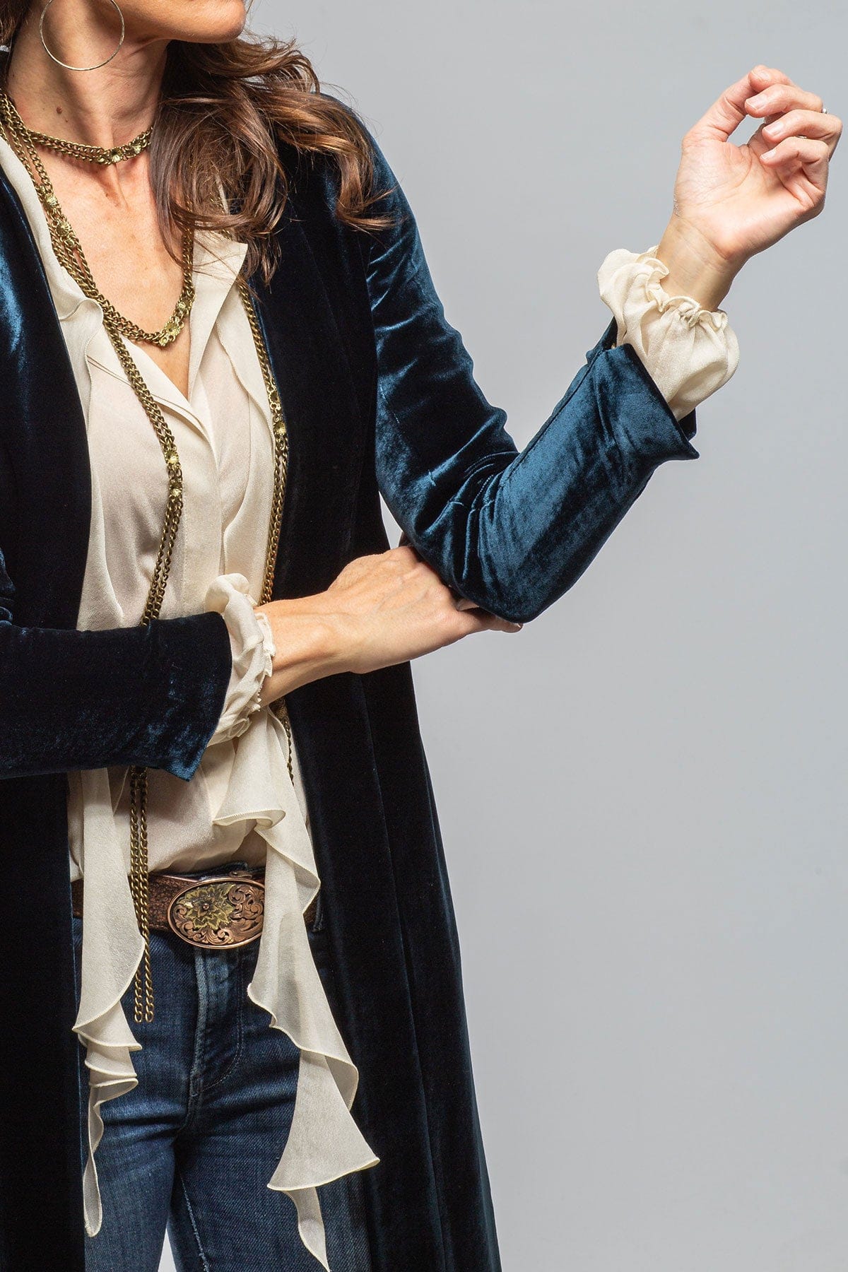 T.ba Long Morgana Silk Velvet Coat In Navy Blue Ladies - Tailored - Jackets