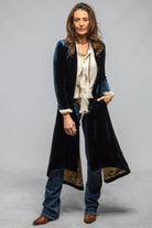 T.ba Long Morgana Silk Velvet Coat In Navy Blue Ladies - Tailored - Jackets