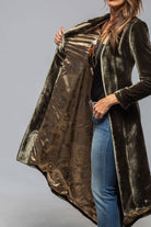 Long Morgana Silk Velvet Coat In Rock - AXEL'S