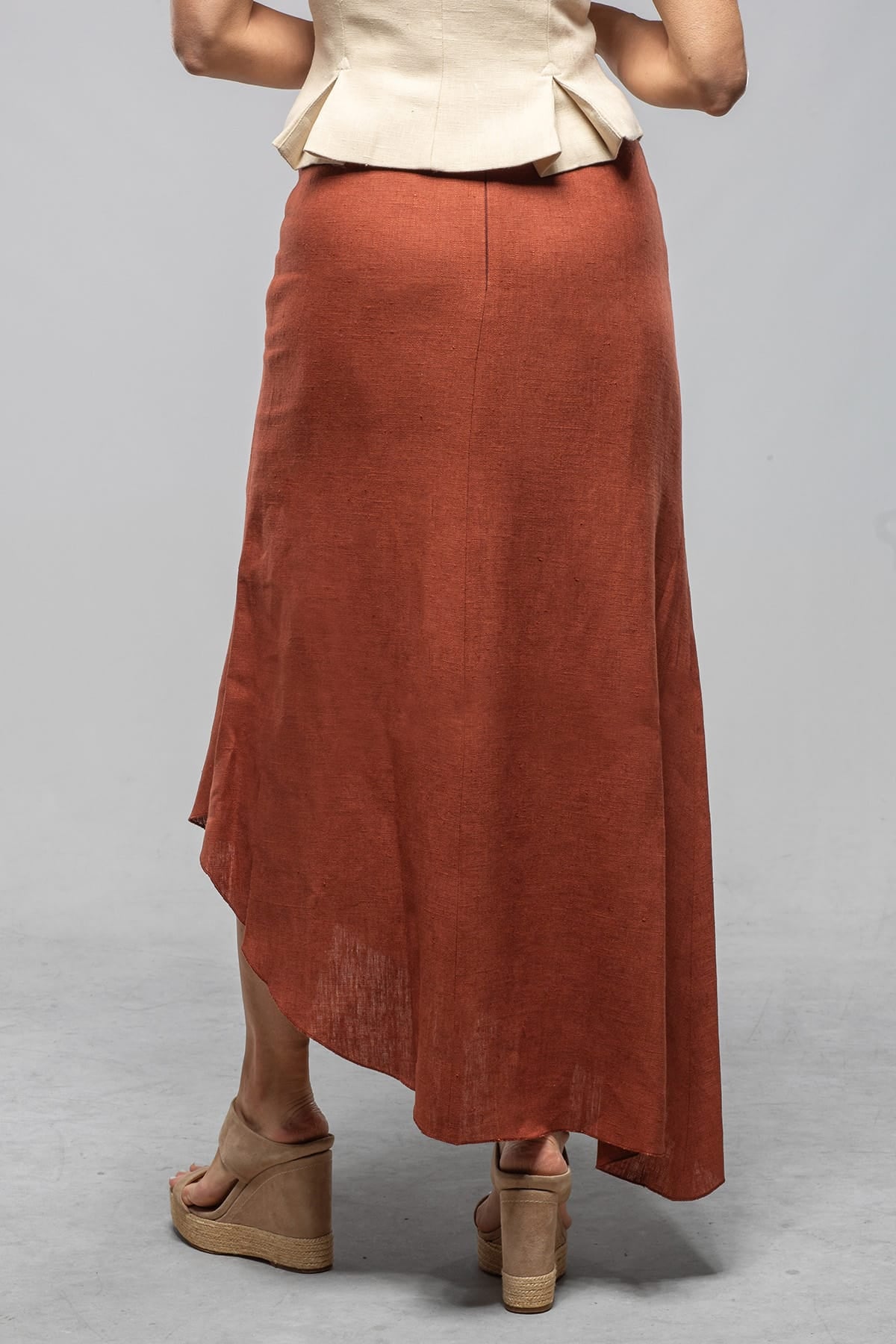 T.ba Minorca Diagonal Hem Linen Skirt In Brick | Ladies - Skirts