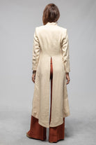 Morgana Long Coat In Heavy Linen Creamy - AXEL'S