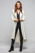 Morgana Long Coat In White Sharkskin - AXEL'S