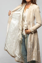 T.ba Morgana Long Silk Velvet Coat In Ivory Pearl Ladies - Tailored - Jackets