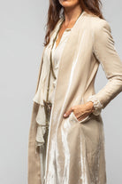 T.ba Morgana Long Silk Velvet Coat In Ivory Pearl Ladies - Tailored - Jackets