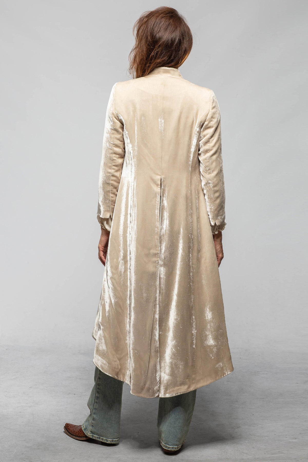 T.ba Morgana Long Silk Velvet Coat In Ivory Pearl Ladies - Tailored - Jackets