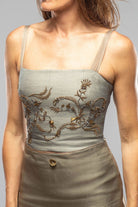 Olite Chiffon Embroidered Bustier In Teal - AXEL'S