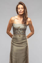 Olite Chiffon Embroidered Bustier In Teal - AXEL'S