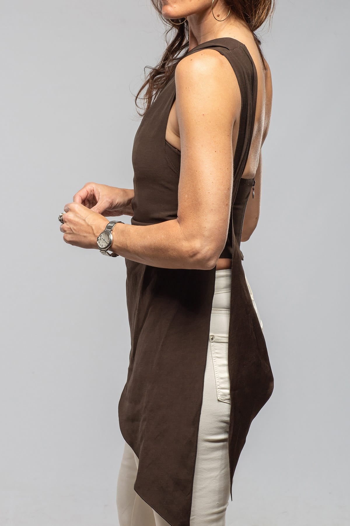 Palma Asymmetrical Powin Top In Chocolate - AXEL'S