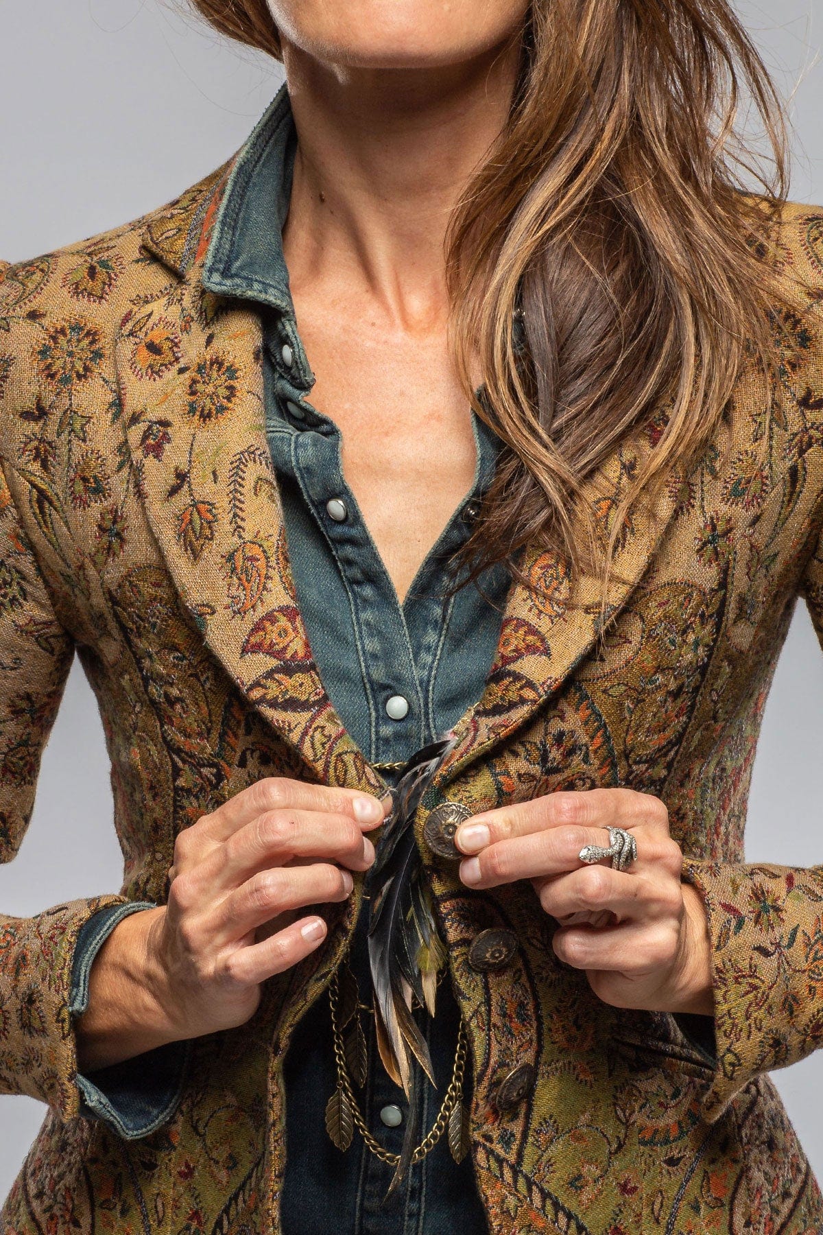 Sullavan Jacket In Green Paisley Jacquard - AXEL'S