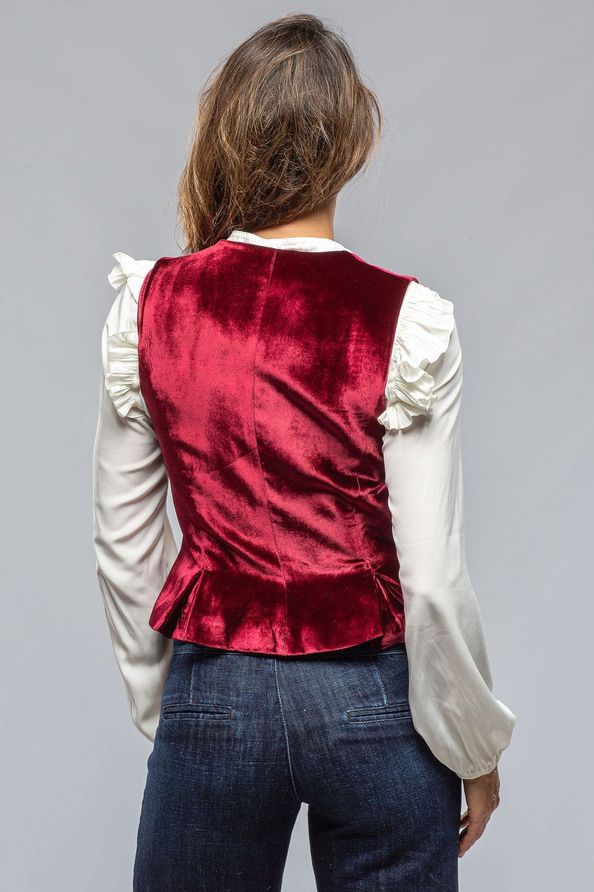 Tavira Velvet Front Vest In Wine - AXEL'S