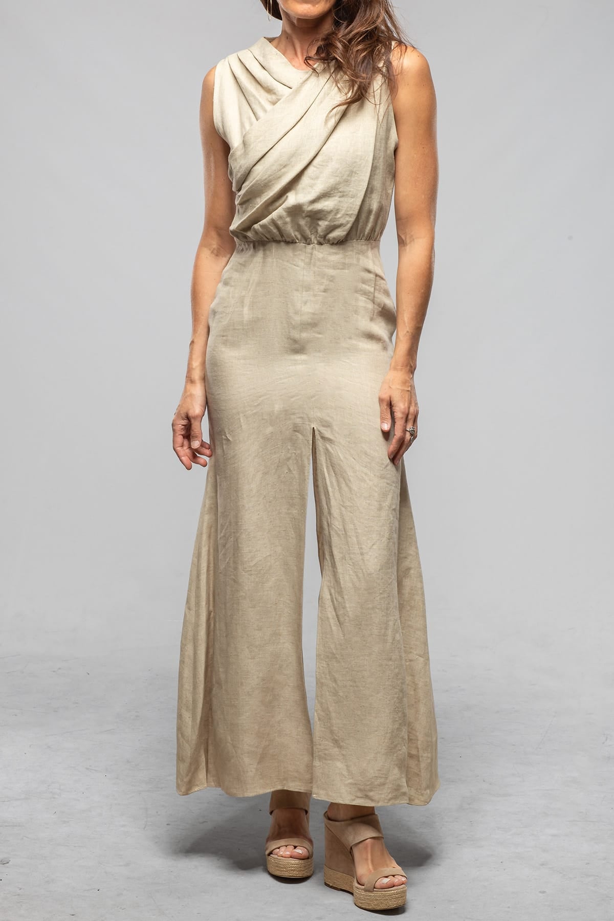 Toscana Linen Dress In Stone, Grey / 40 (US 6/8)