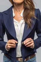 Verdi Cropped Jacket In Blue Herringbone - AXEL'S