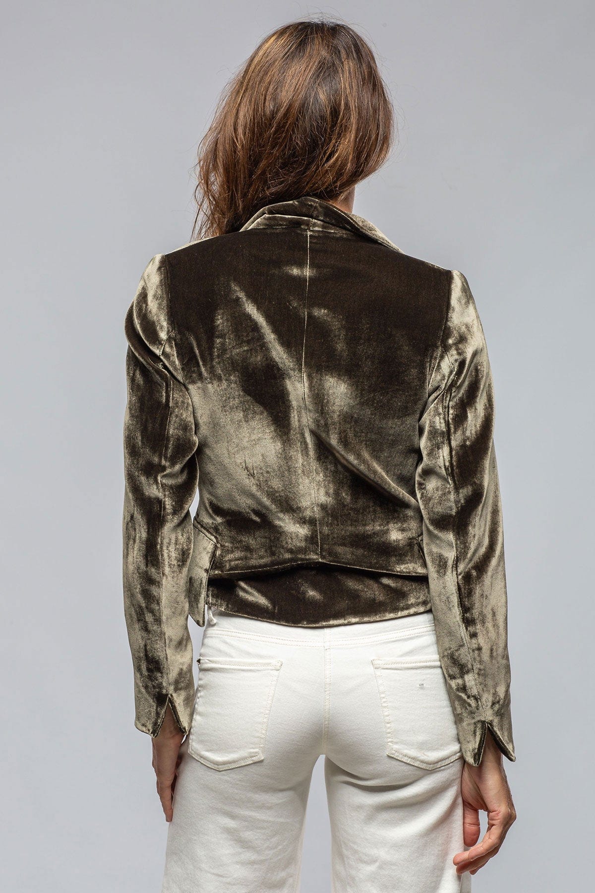 Verdi Cropped Velvet Jacket In Rock - AXEL'S