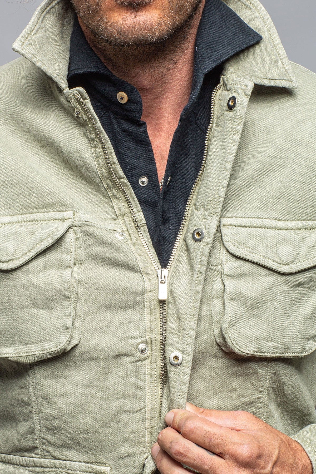 Callen Cotton Linen Jacket In Sage - AXEL'S