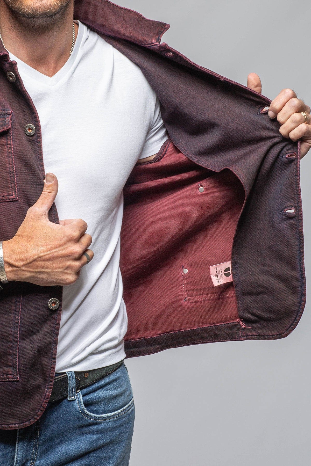 Chase Denim Jacket In Bordeaux - AXEL'S