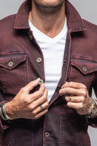 Chase Denim Jacket In Bordeaux - AXEL'S